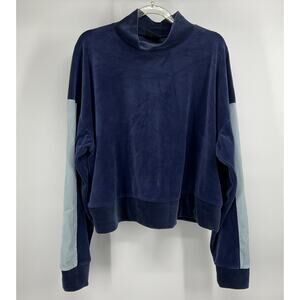 Zelos Sweatshirt Womens XL Pullover Velour Mock Neck Long Sleeve Blue Sweater